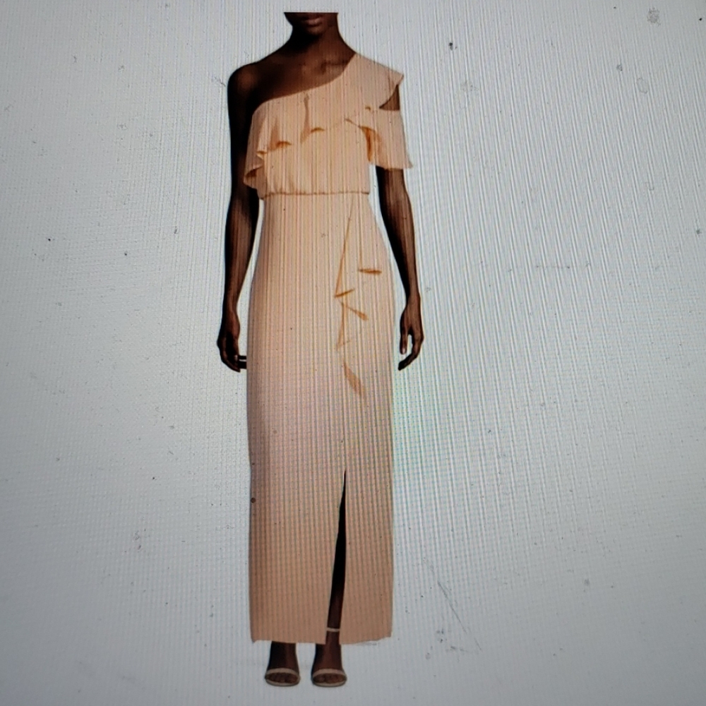 BCBGMAXAZRIA ruffle one-shoulder gown